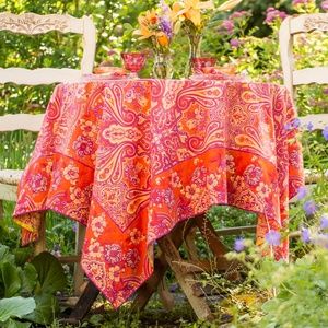 April Cornell Tablecloth Paisley Orange 54x54 NWT